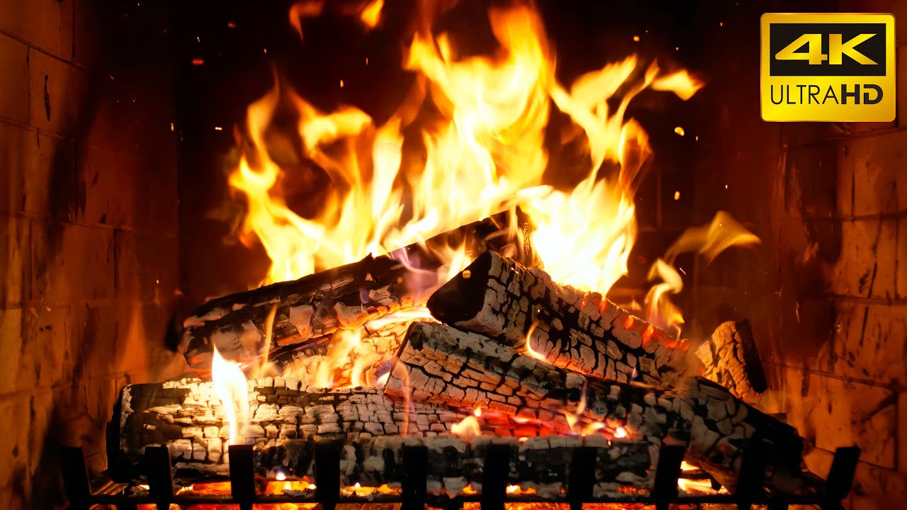 🔥 Каминный уют, треск дров и огонь для ночной работы (12 ЧАСОВ) (Fireplace 4K)