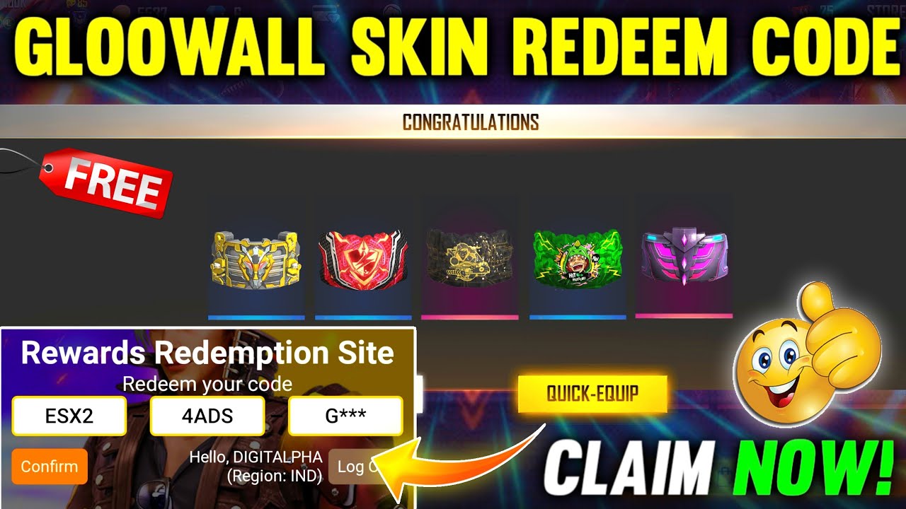 FREE FIRE REDEEM CODE | 21 MAY NEW REDEEM CODE | FREE GLOOWALL SKIN REDEEM CODE | FF REDEEM CODE