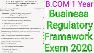 B Com 1st Year Exam 2020 Business Regulatory Framework Hindi English Exam Pattern 2020 Youtube
