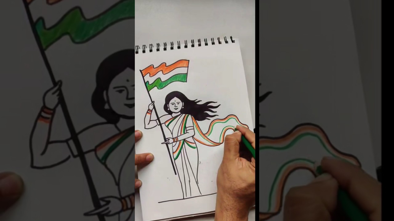 Republic day special quick simple and easy drawing of Bharat Mata
