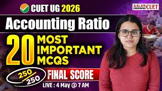 CUET UG 2026 | Accounting Ratio Top 20 MCQs | Final Revision by Divya Ma'am