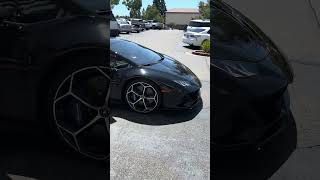 #automobile Brand new black and clean Lamborghini huracán evo passing by me