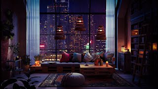 N E W & Y O R K  Apartment   Rain on Window   Cozy Reading Nook Ambience Beautiful Videos