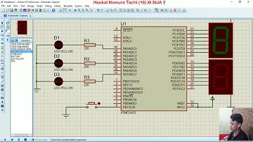 HAEKAL NOMURA TACHI XISIJA2 PRAKTIKUM,TUTORIAL SIMULASI PROTEUS DAN CVAVR(LED, 7SEGMENT,PUSH BUTTON)