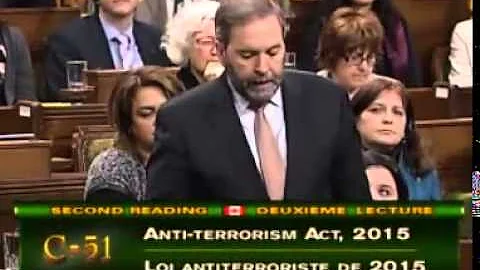 Tom Mulcair on Bill C 51, the Antiterrorism Act 2015 02 18