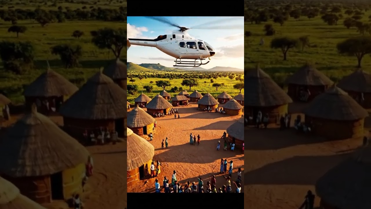 Their FIRST Time: African Village’s Emotional Reaction to a Helicopter Landing! (AI 4K)