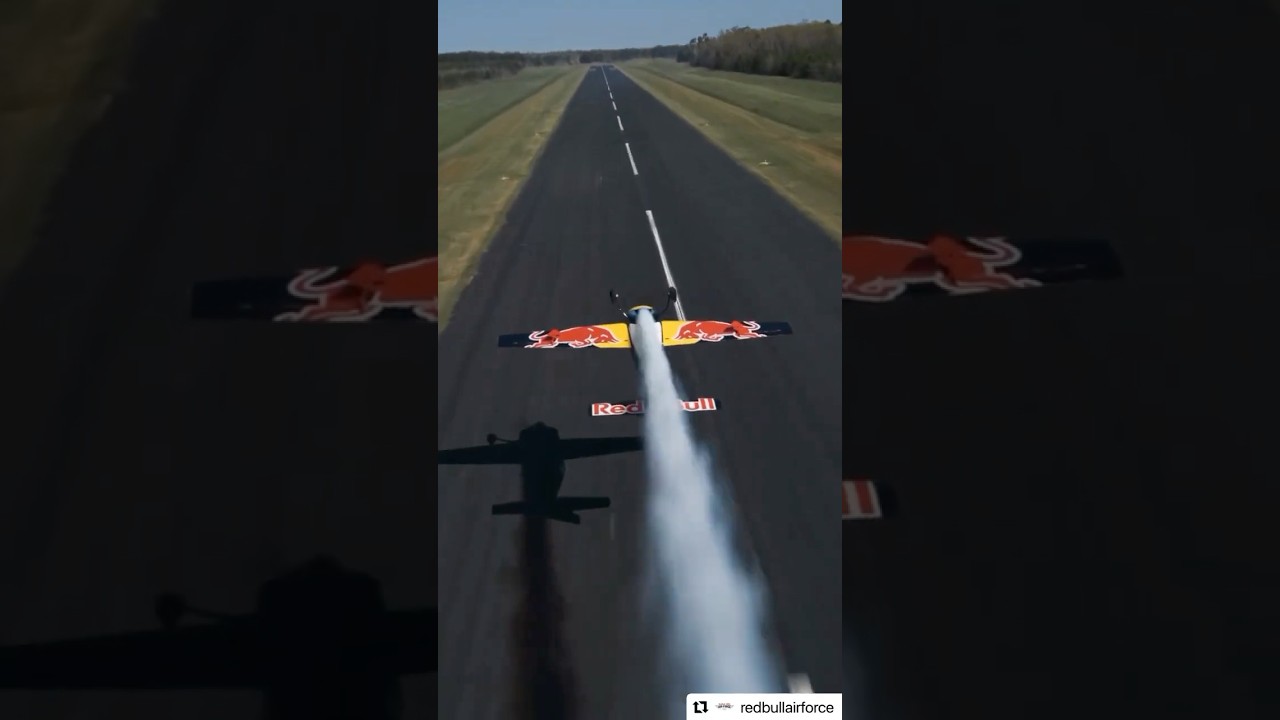 Red bull Airforce team flying upside down along the runway !!