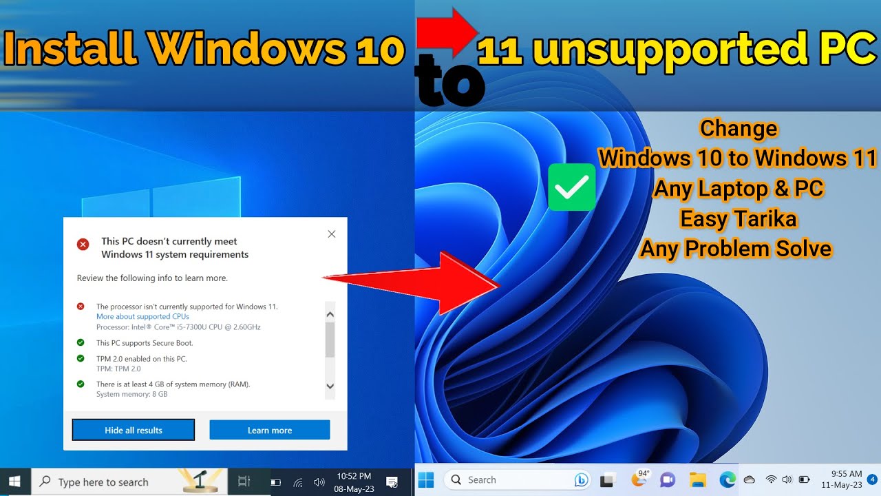 Installing Windows 11 on Unsupported Hardware Laptop & PC Without