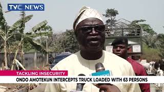 (SEE VIDEO) Ondo Amotekun Intercepts Truck Loaded With 63 Persons, Stolen Motorcycles