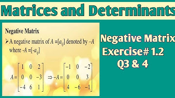 Class 9th Negative matrix Exercise#1.2 Q3 & 4