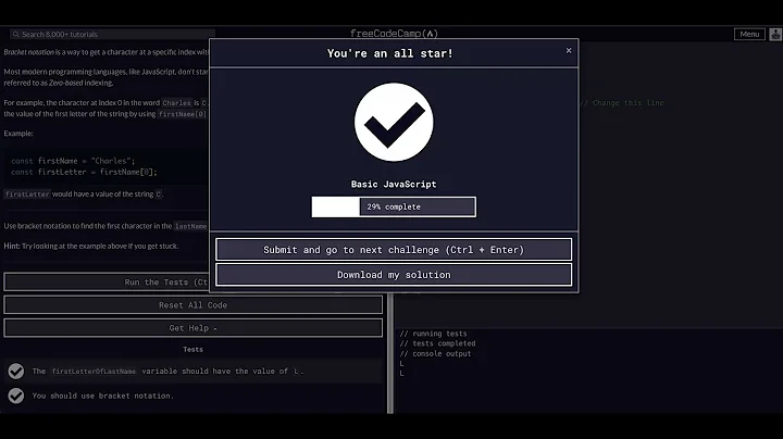 Use Bracket Notation to Find the First Character in a String - Free Code Camp Help  Basic Javascript