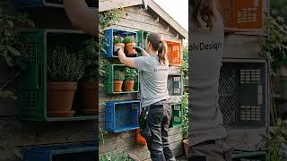 🧰 Plastic Crates Became Garden Shelves