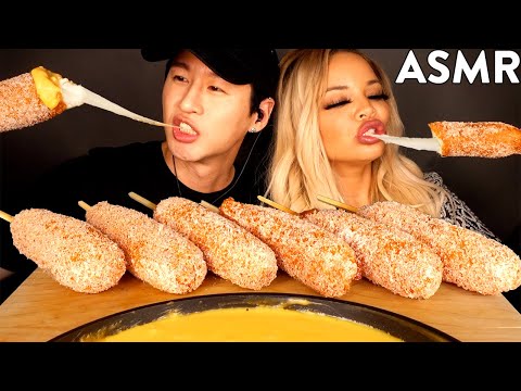 ASMR MOZZARELLA CORN DOGS & STRETCHY CHEESE with TRISHA PAYTAS (No Talking) EATING SOUNDS