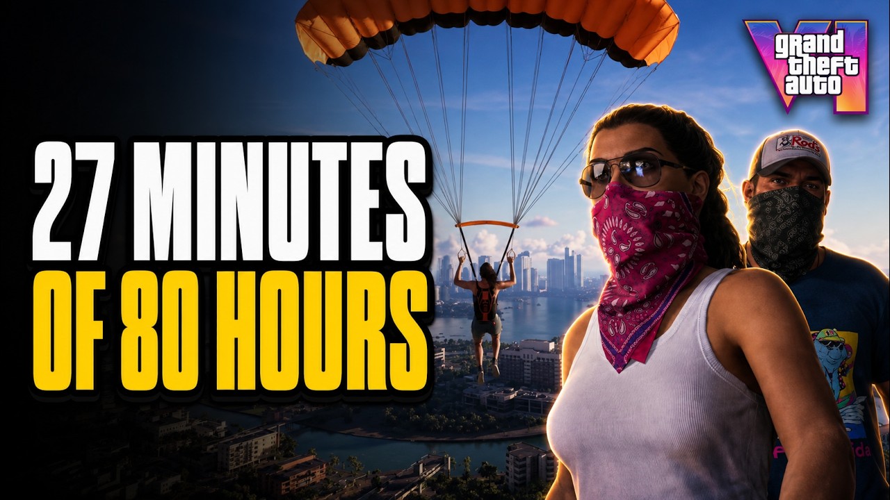 GTA 6 Radar video thumbnail: a prediction of the first ten hours of GTA 6 built from the twenty-seven minute Extended Look, covering the opening mission cycle, the money wall and car theft tools
