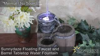 19Inch H Polyresin Floating Faucet And Barrel Indoor Tabletop Water Fountain With Led Light Sunnyda