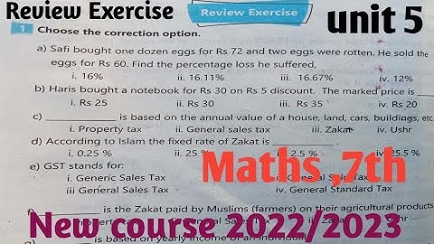 Review Exercise unit 5 class 8th Maths kpk and punjab textbook 2022 and 2023| Financial Arithmetic