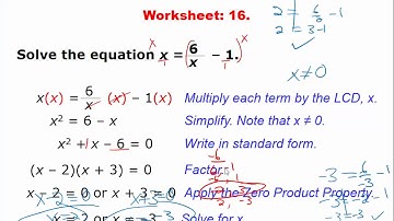 Algebra 2: Solving Rational Equations and Inequalities video