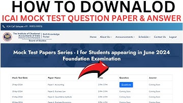 how to Download ICAI mock Test Question paper And Answer sheet | CA foundation June 2024 Exams