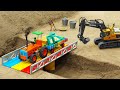 👉 DIY Tractor Making Bridge Construction by Excavator with Concrete & Steel | HP Mini DIY Tractor