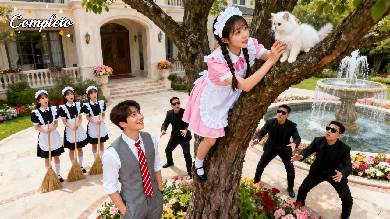 ¡CEO no sonreía hace 20años, pero al ver a sirvienta subir al árbol para salvar a un gatito… sonrió!