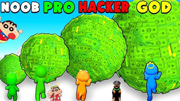 NOOB VS PRO VS HACKER VS GOD IN MONEY ROLL 3D WITH SHINCHAN & CHOP