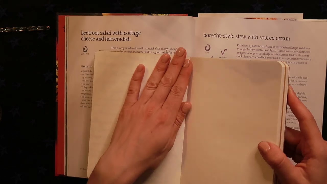 ASMR COOKBOOK WHISPERED READING. Glass pen writing sounds. Page turning.