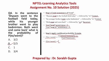 NPTEL-Learning Analytics Tools- Assignment 10 Solution (July-October, 2025)