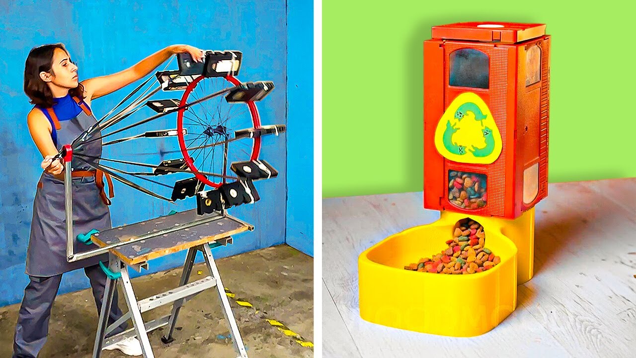 Comedouro de gato feito com fitas VHS antigas 😻