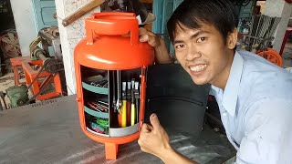 Hướng dẫn làm thùng đồ nghề độc đáo từ chiếc bình gas cũ