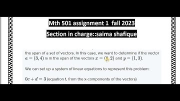 mth501 assignment 01 solution fall 2023||SAIMA SHAFIQUE||mth501 assignment 1 solution
