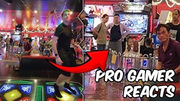 Funny Reactions to a PRO Dance Game Player Playing Dance Machines [Full Ver.]