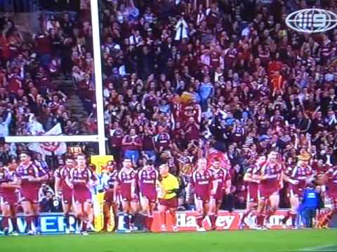 QLD supporter drops his beer after QLD scored their first try in the third game. I love his face!