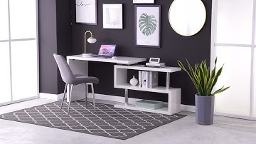 The Siena White High Gloss Rotating Office Desk from Furniturebox UK