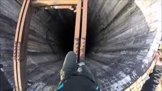 Climbing huge chimney in Pitesti