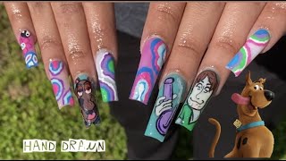 HAND DRAWN SCOOBY DOO NAILS | 420 FREESTYLE NAILS