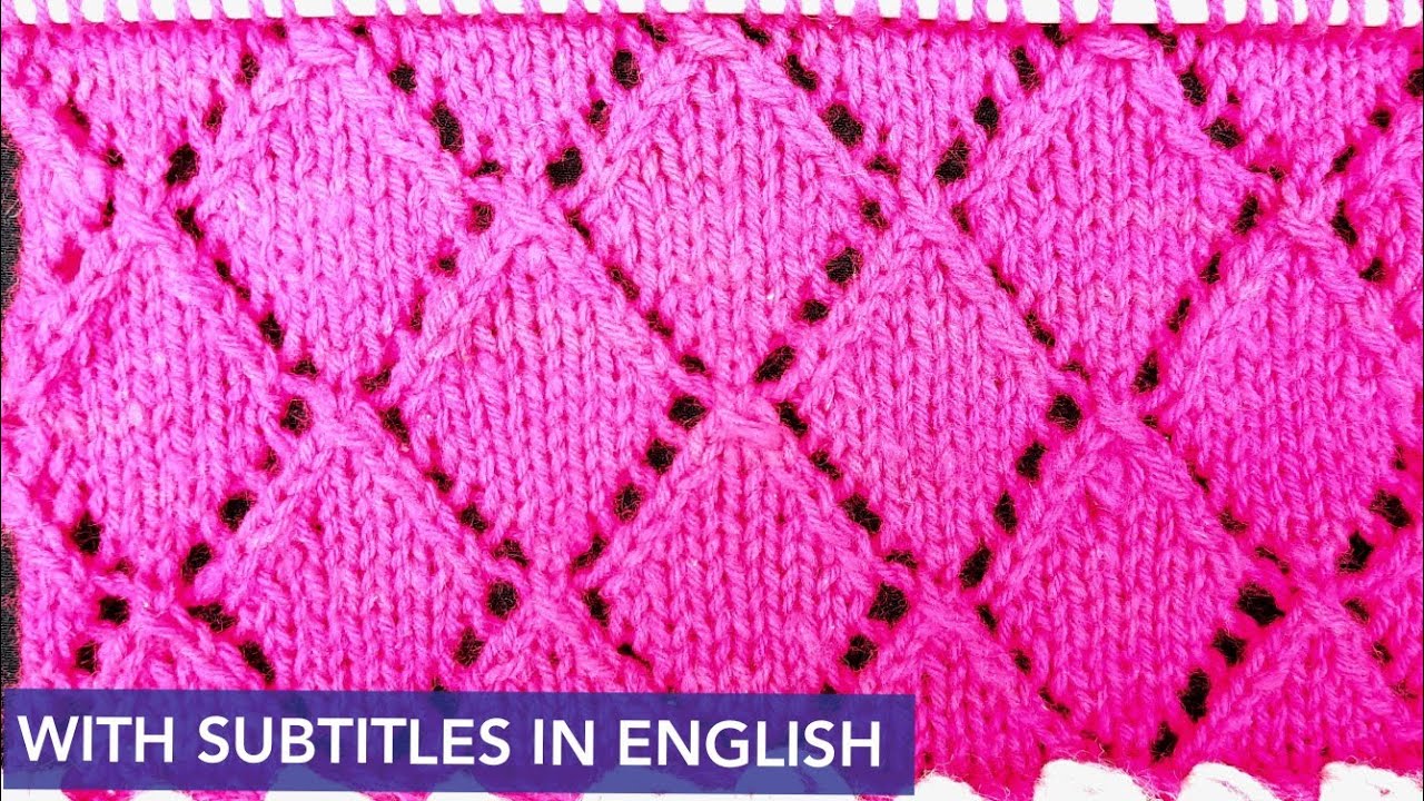 Diamond stitch knitting | How to knit diamond lace | lozenge stitch knitting | asha knitting
