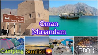Dubai to Oman Musandam by road🚗| Camping at the beach⛺| Complete Tour Guide | Khasab Beach