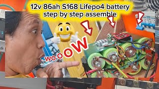 12v 86ah S168 lifelo4 lithium Battery. Step by step assemble.