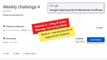 play it safe manage security risks coursera weekly challenge 4 answers || Google Cybersecurity