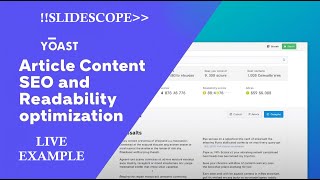 Article Content SEO and Readability Optimization with Yoast Plugin - Live Example - 2026