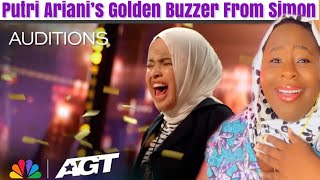 SIMON COWELL GOLDEN BUZZER | Putri Ariani Receives The Golden Buzzer From Simon[ AGT 2023 ] Reaction