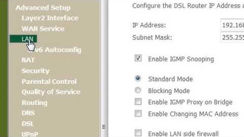 LAN Settings in PTCL Sagemcom Fast1704 Modem