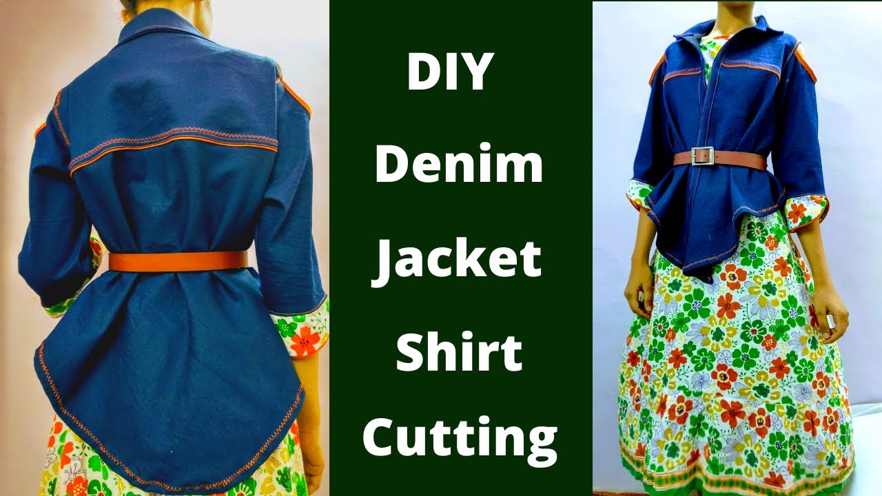 DIY Denim Jacket Women Shirt cutting sewing Ladies shirt DIY ladies