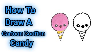 How to draw a cartoon cotton candy step by step (very easy) || Art video ||