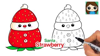 How to Draw a Strawberry Santa  Cute Christmas Holiday Art