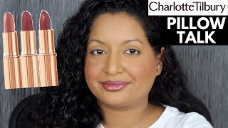 Charlotte Tilbury Pillow Talk Lipstick Swatches Original, Medium and Intense