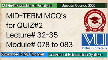 MTH641-Functional Analysis MID-TERM MCQS For Quiz#2 Module# 78-83 Lecture#32-35