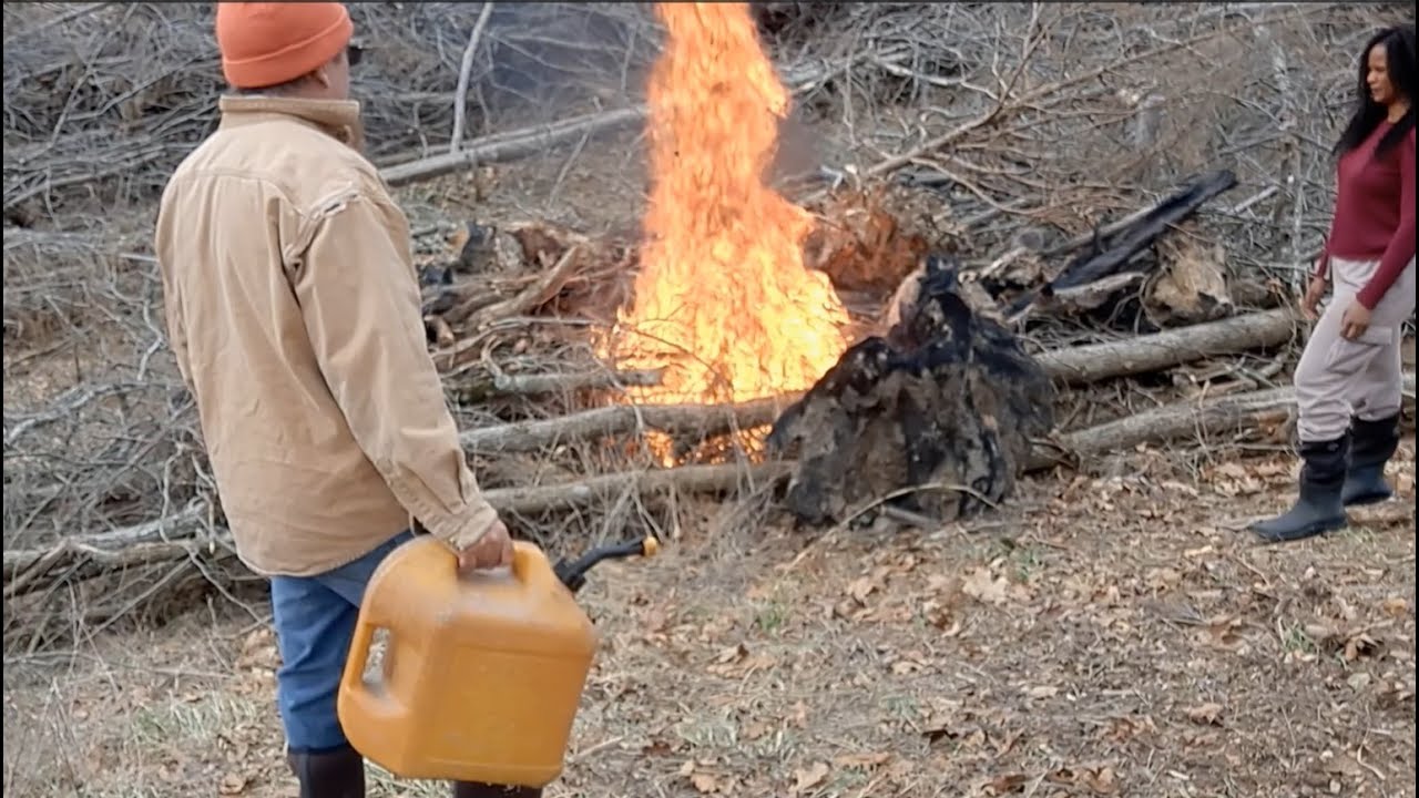 Burning Brush around the future pond YouTube