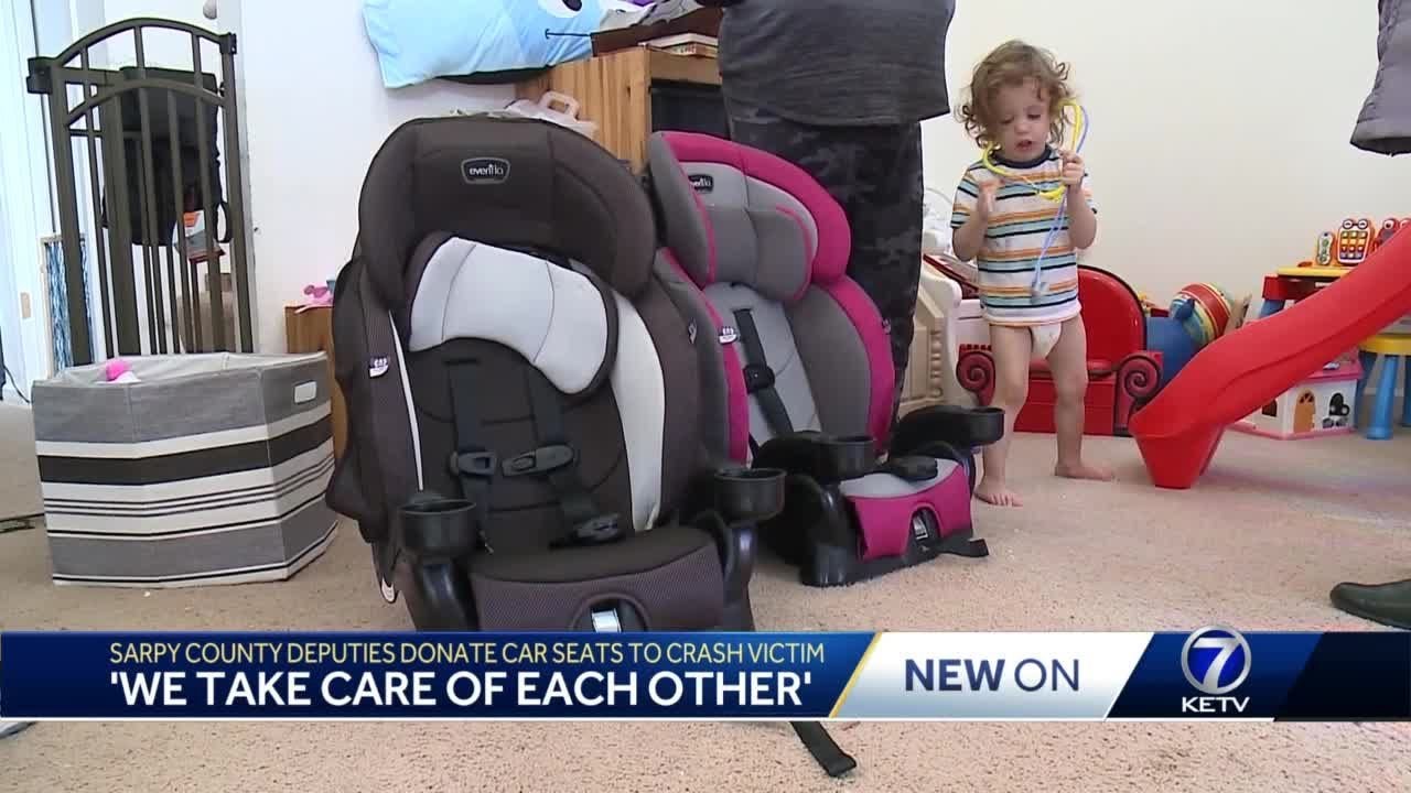 Sarpy County Deputies donate car seats to crash victim YouTube