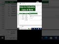 How to Calculate age from Date of Birth in Excel #shorts #excel #exceltricks